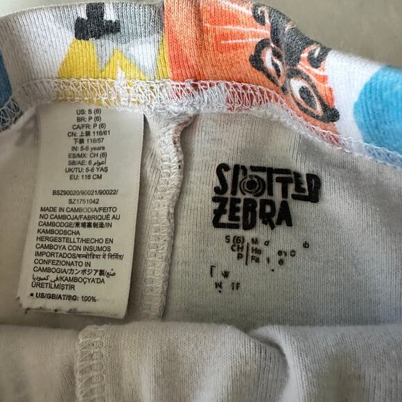 Girl’s Spotted Zebra Do You Like My Meowstache Cat 2 Piece Pajama Set, SZ 6 - Picture 2 of 6